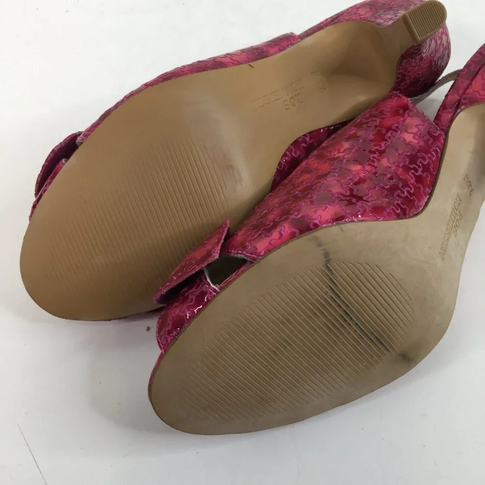 Ros Hommerson Pink Patent Leather Lindsay Slingback PeepToe Pumps Size 7.5W